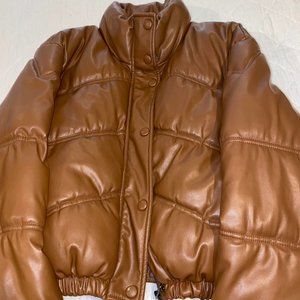 Zara Faux Leather Bomber Puffer (US - M) (Color - Brown)